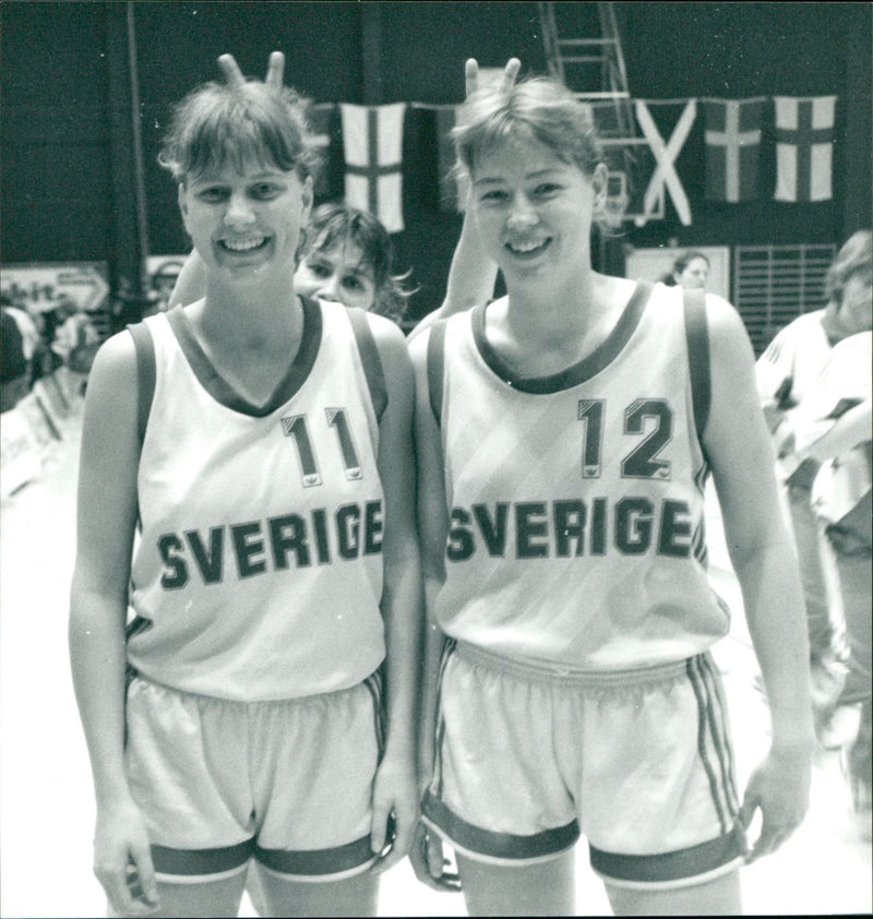 Ulrika Plogner and Kerstin Skagius, basketball Umeå - Vintage Photograph