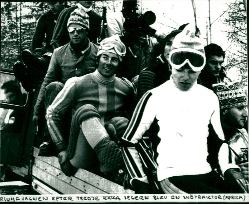 The triumphant car after the third straight victory for Ingemar Stenmark became a snow tractor in Aprica - Vintage Photograph