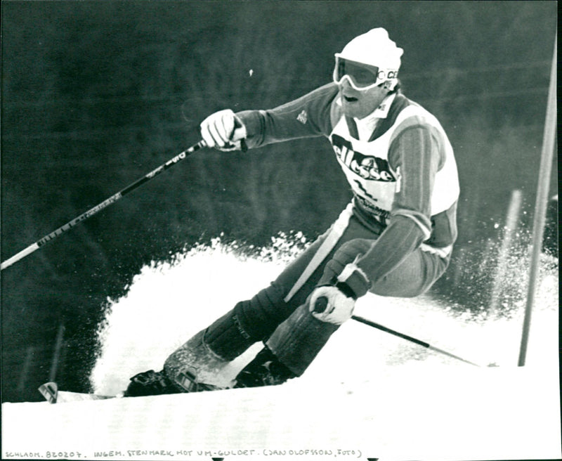 Ingemar Stenmark against the World Cup gold in Schladming - Vintage Photograph