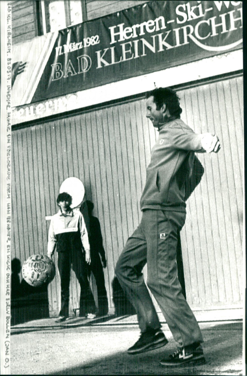 Ingemar Stenmark plays football in Bad Kleinkirchheim - Vintage Photograph