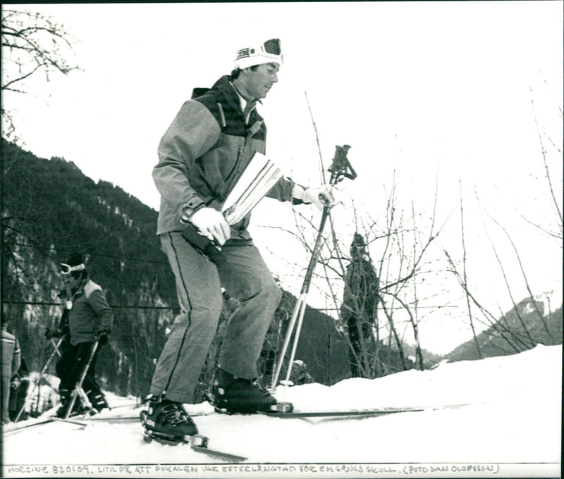 Ingemar Stenmark with the trophy in Morzine - Vintage Photograph