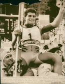 Italy's Alberto Tomba, Gold Medal winner in the Grand Slalom at the 1988 Calgary Olympics - Vintage Photograph