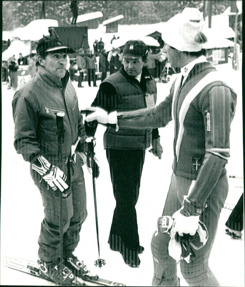 Ingemar Stenmark and Heinz Krecek in advertising litigation - Vintage Photograph