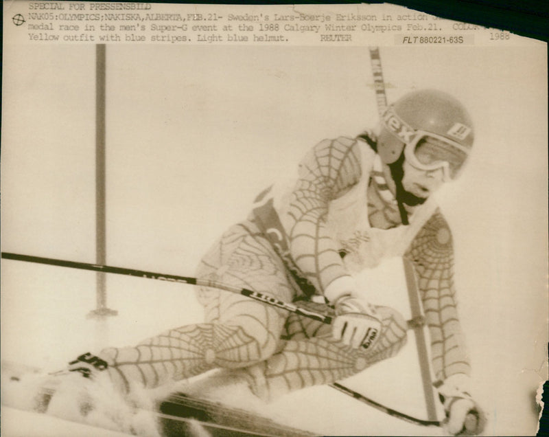 Lars-Börje Eriksson goes Super-G at the Olympics in Calgary - Vintage Photograph