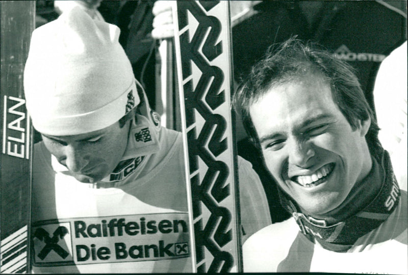 Ingemar Stenmark and Steve Mahre during the Alpine World Cup in Schladming - Vintage Photograph