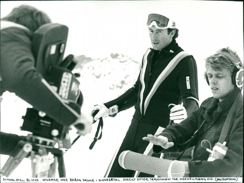 Ingemar Stenmark is filmed after training in Schnalstal - Vintage Photograph