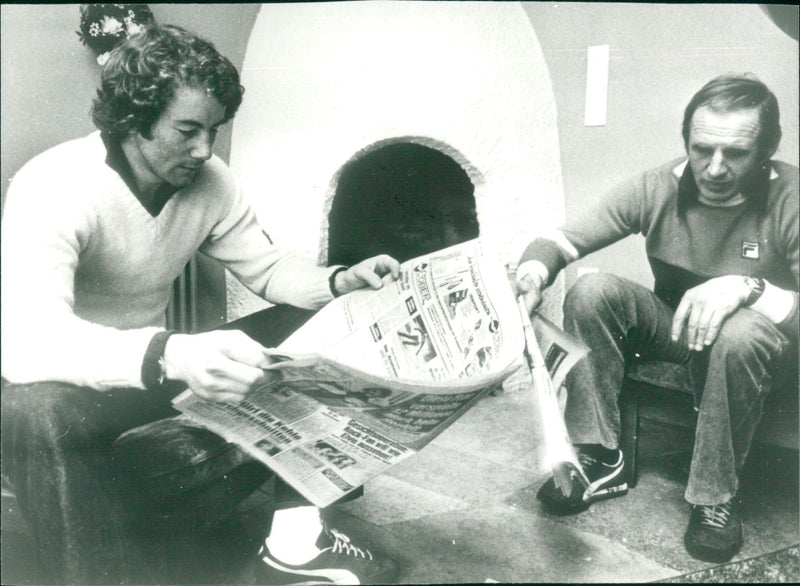 Ingemar Stenmark with mechanic Juri Vogelnik - Vintage Photograph