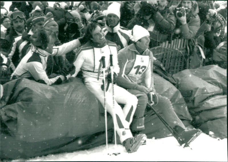 Ingemar Stenmark and Phil Mahre, gold and silver in slalom, the 1980 Winter Olympics - Vintage Photograph