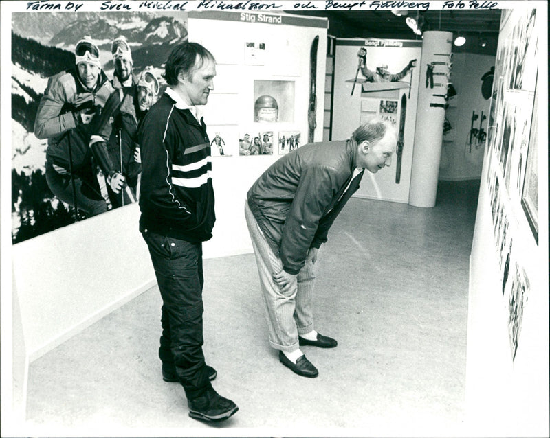 Sven Mikaelsson and Bengt Fjällberg at an alpine exhibition in Tärnaby - Vintage Photograph