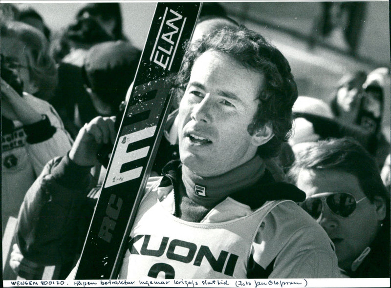 Amazement looks at Ingemar Stenmark Bojan Križaj's final time in Wengen - Vintage Photograph