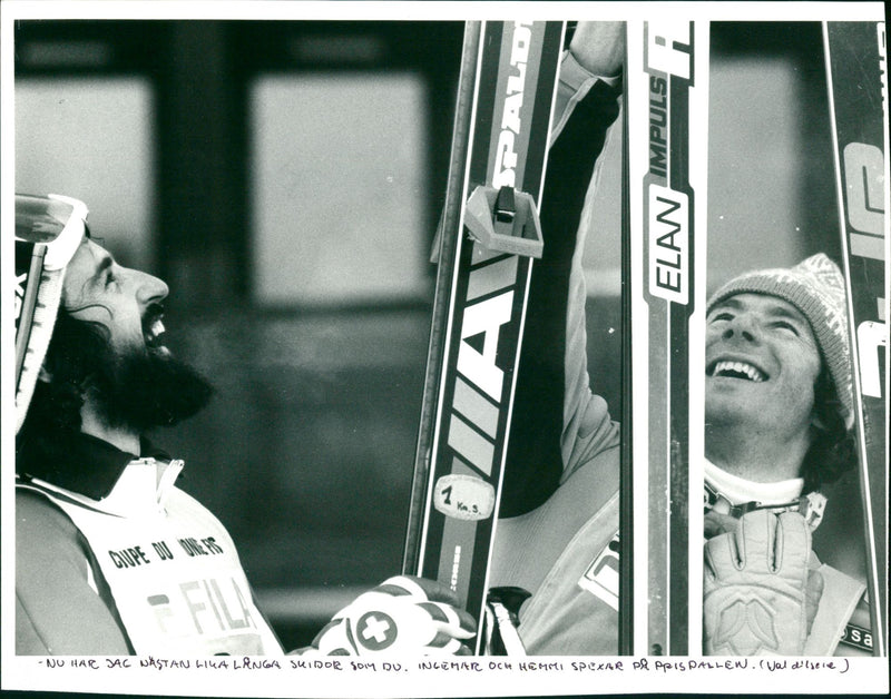 Ingemar Stenmark and Heini Hemmi on the podium - Vintage Photograph