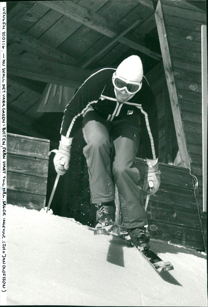 Ingemar Stenmark at the start in Wengen - Vintage Photograph