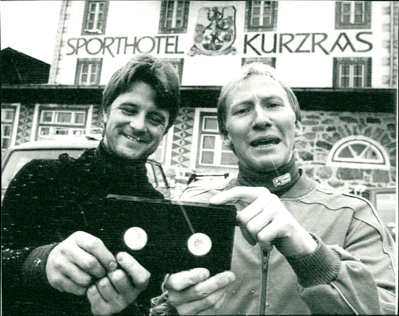 Stig Strand and Bengt Fjällberg showcase their medals - Vintage Photograph