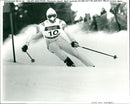 Ingemar Stenmark protects his nose against the cold with a napkin in Schladming - Vintage Photograph