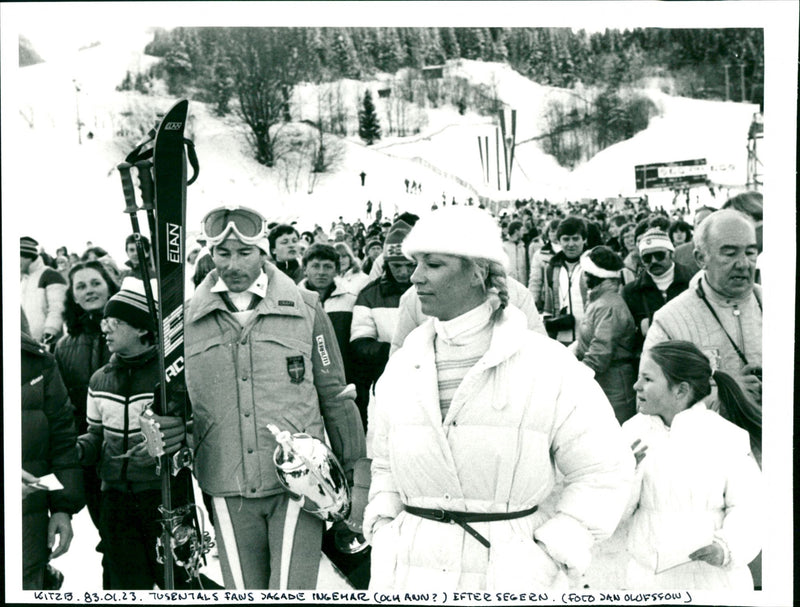 Ingemar Stenmark and Ann Uvhagen after the victory in Kitzbühel - Vintage Photograph