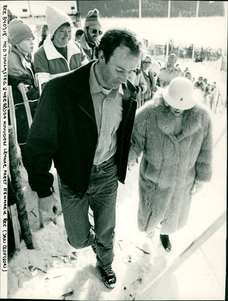 Ingemar Stenmark and Ann Uvhagen leave Åre - Vintage Photograph