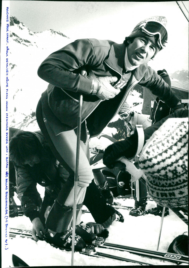 Ingemar Stenmark before start. The binding is checked - Vintage Photograph