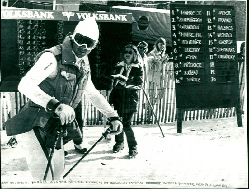 Ingemar Stenmark turns his back on the scoreboard - Vintage Photograph