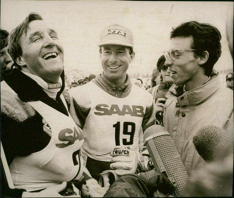 Piero Gros and Ingemar Stenmark. Ingemar Stenmark's farewell party in Sälen - Vintage Photograph