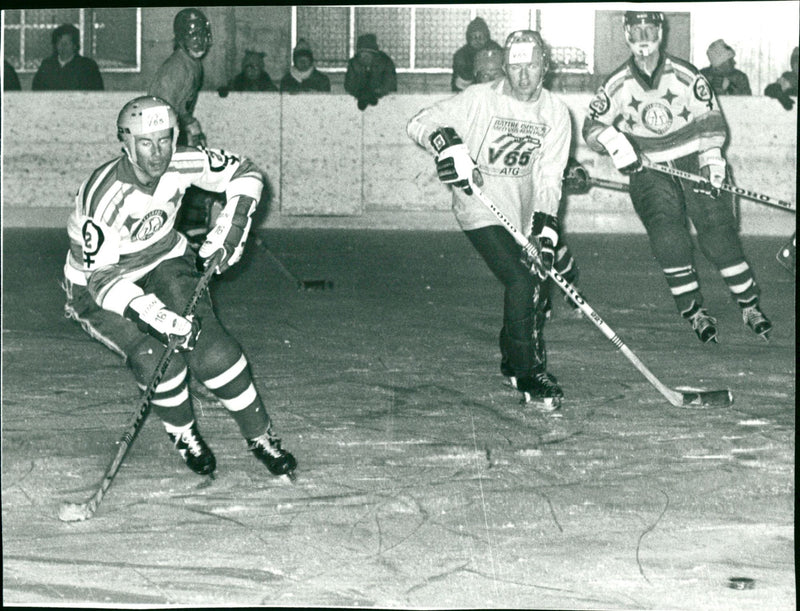 Ingemar Stenmark plays ice hockey - Vintage Photograph