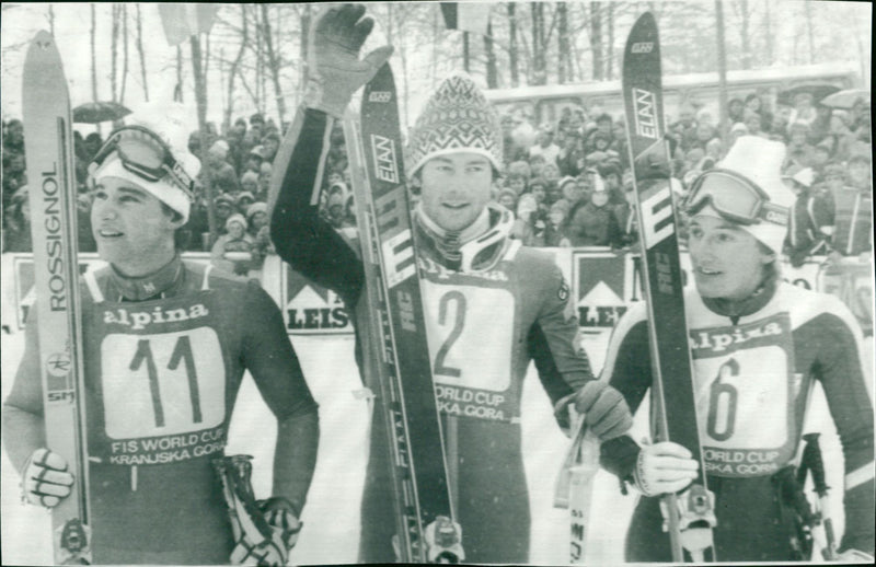 Peter Lüscher, Ingemar Stenmark and Bojan Krizaj - Vintage Photograph