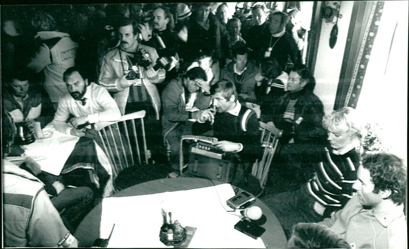 Alpine World Cup in Schladming. Ingemar Stenmark gives press conference - Vintage Photograph