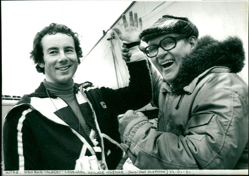 Ingemar Stenmark is celebrated by Sten-Åke Cederhök - Vintage Photograph