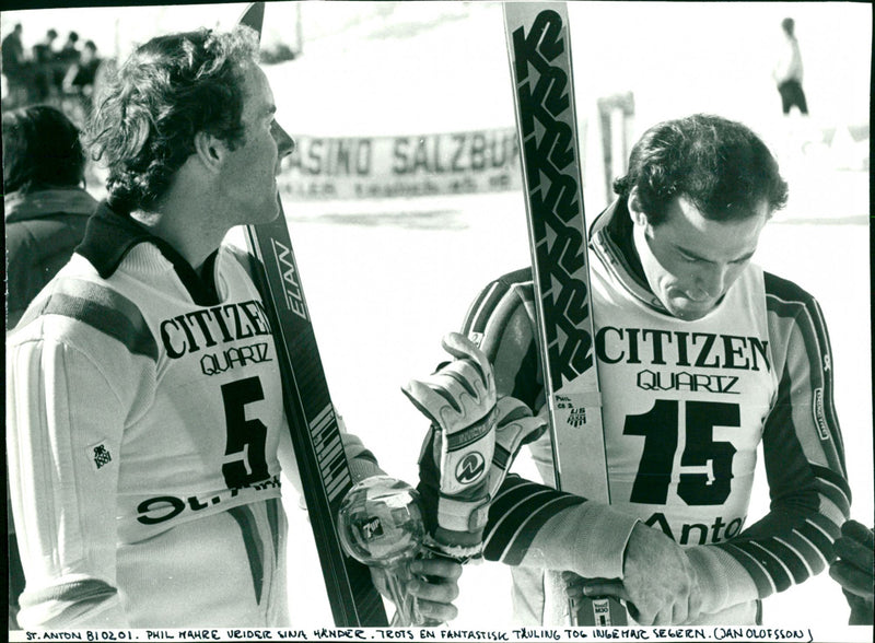 Ingemar Stenmark and Phil Mahre in St. Anton - Vintage Photograph