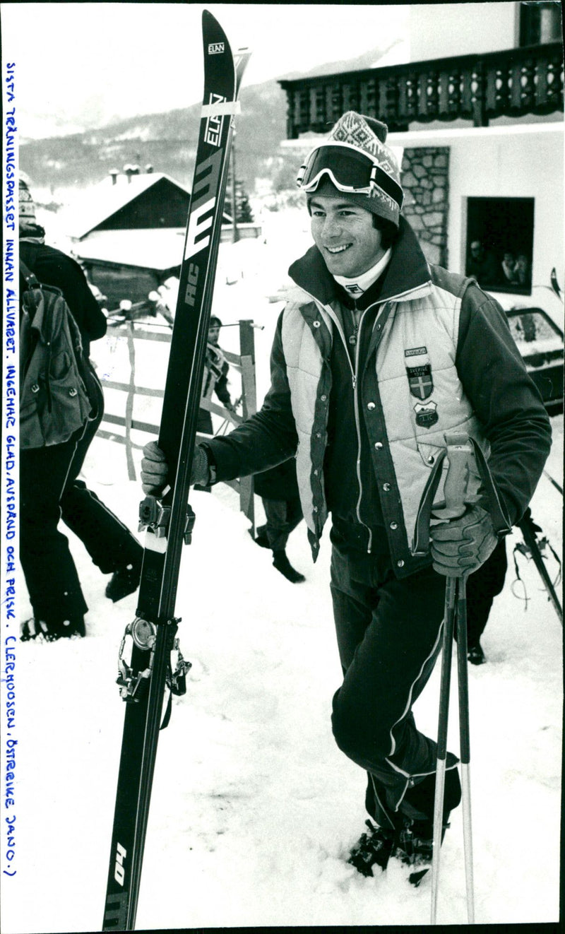 Ingemar Stenmark after the training session in Lerhoosen - Vintage Photograph