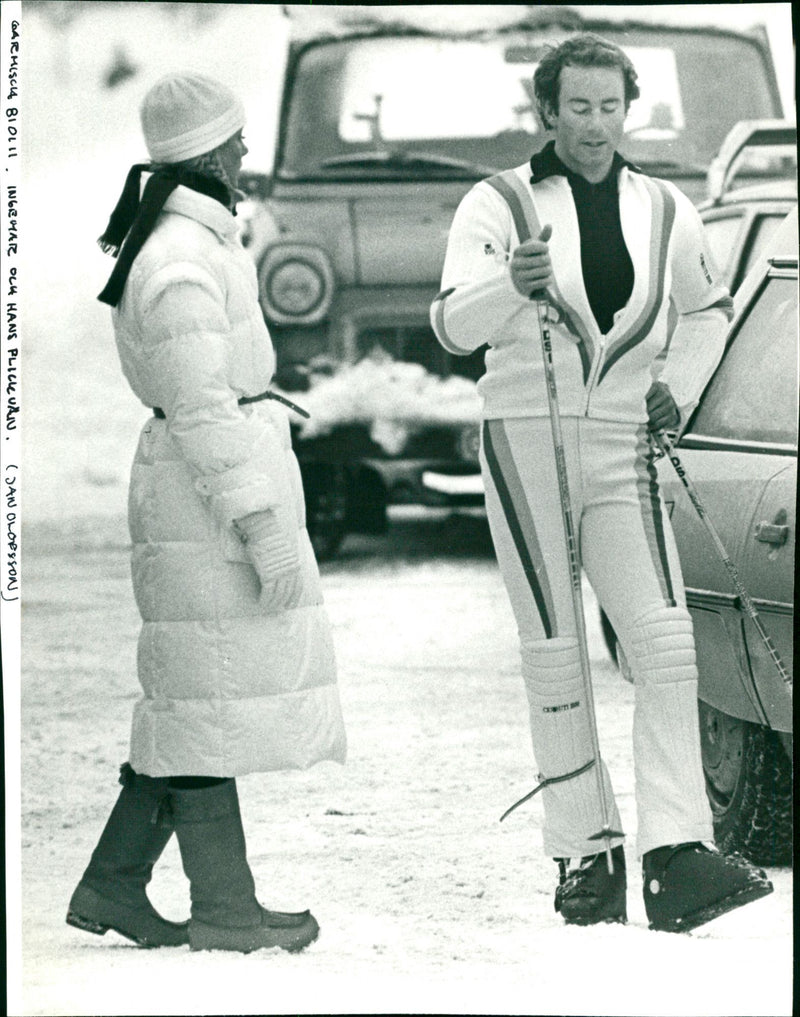 Ingemar Stenmark with her girlfriend Ann Uvhagen in Garmisch - Vintage Photograph