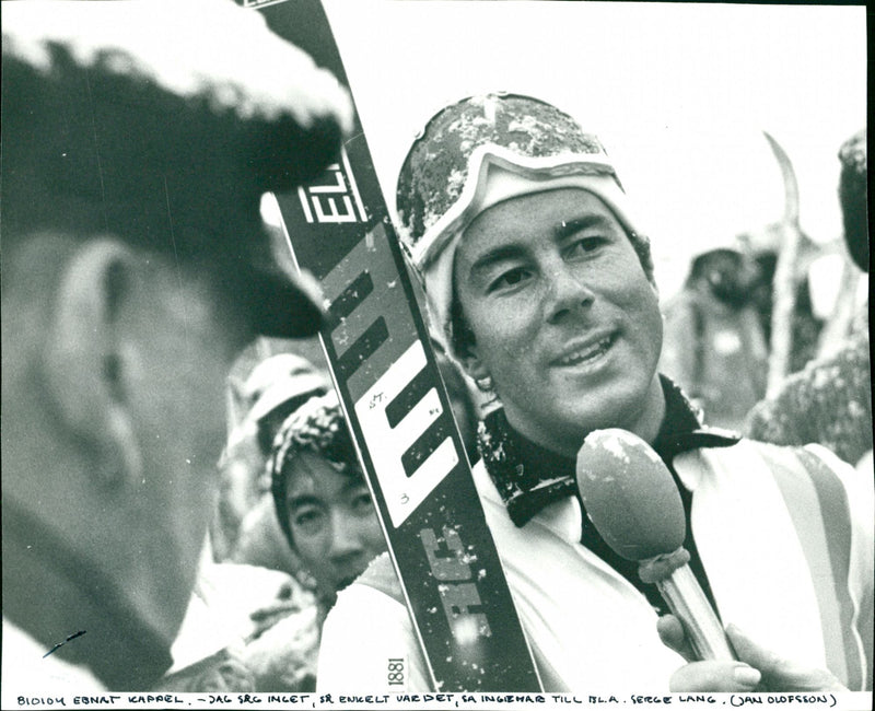 Ingemar Stenmark intervjuas av Serge Lang i Ebnat-Kappel - Vintage Photograph