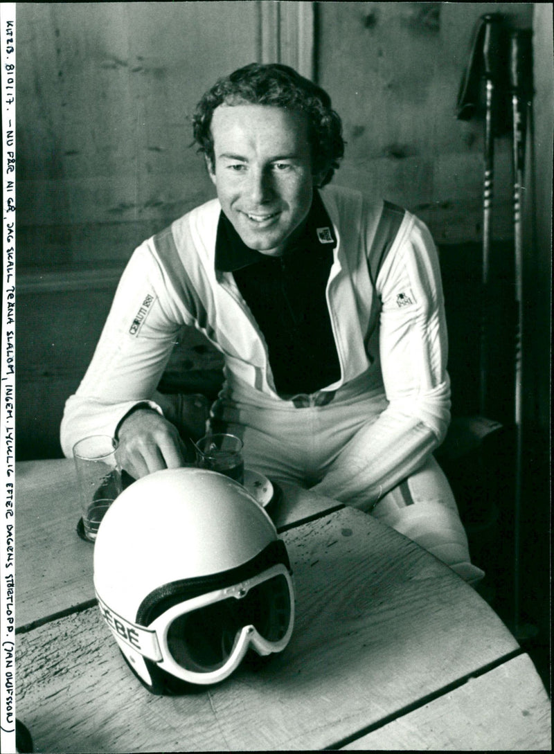 Ingemar Stenmark happy after today's downhill race in Kitzbühel - Vintage Photograph