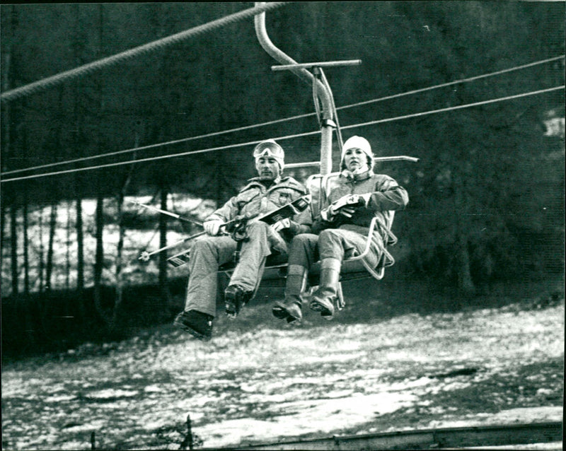 Ingemar Stenmark och Ann Uvhagen i Aprica - Vintage Photograph