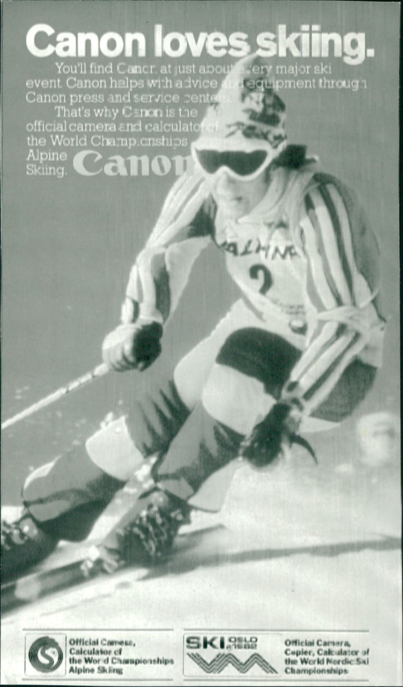 Canon ad for the Alpine World Cup with Ingemar Stenmark - Vintage Photograph