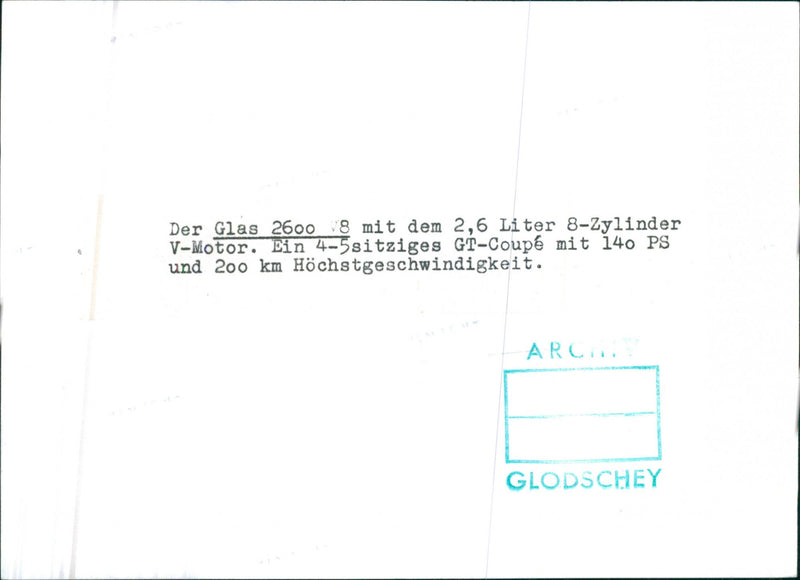 Glas 2600 V8 - Vintage Photograph