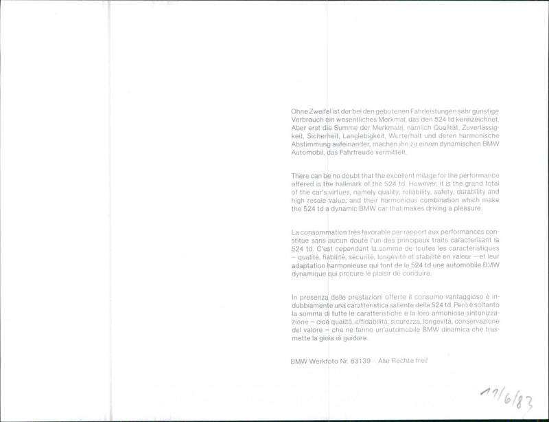 BMW 524 td - Vintage Photograph