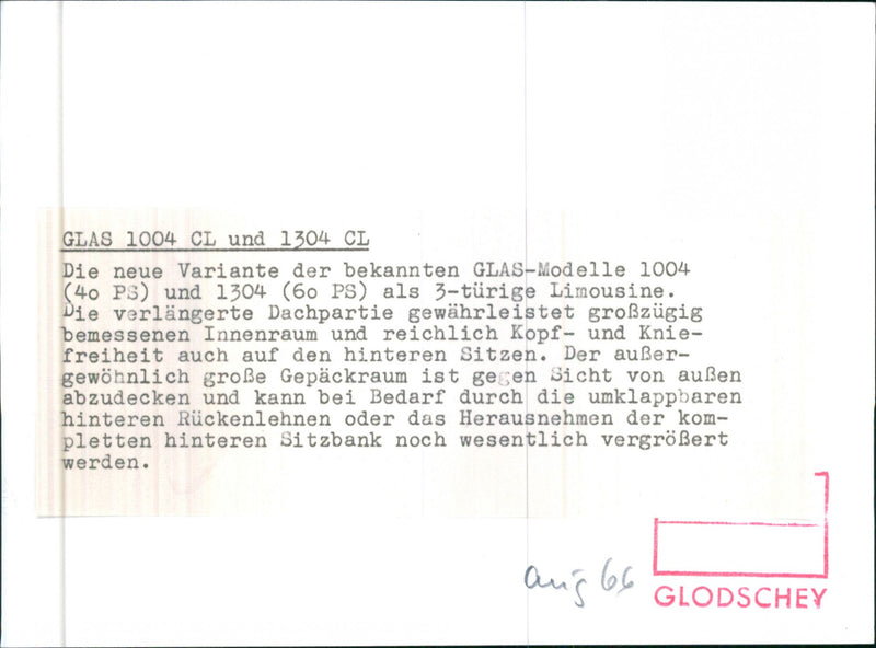 GLAS 1004 CL and 1304 CL - Vintage Photograph