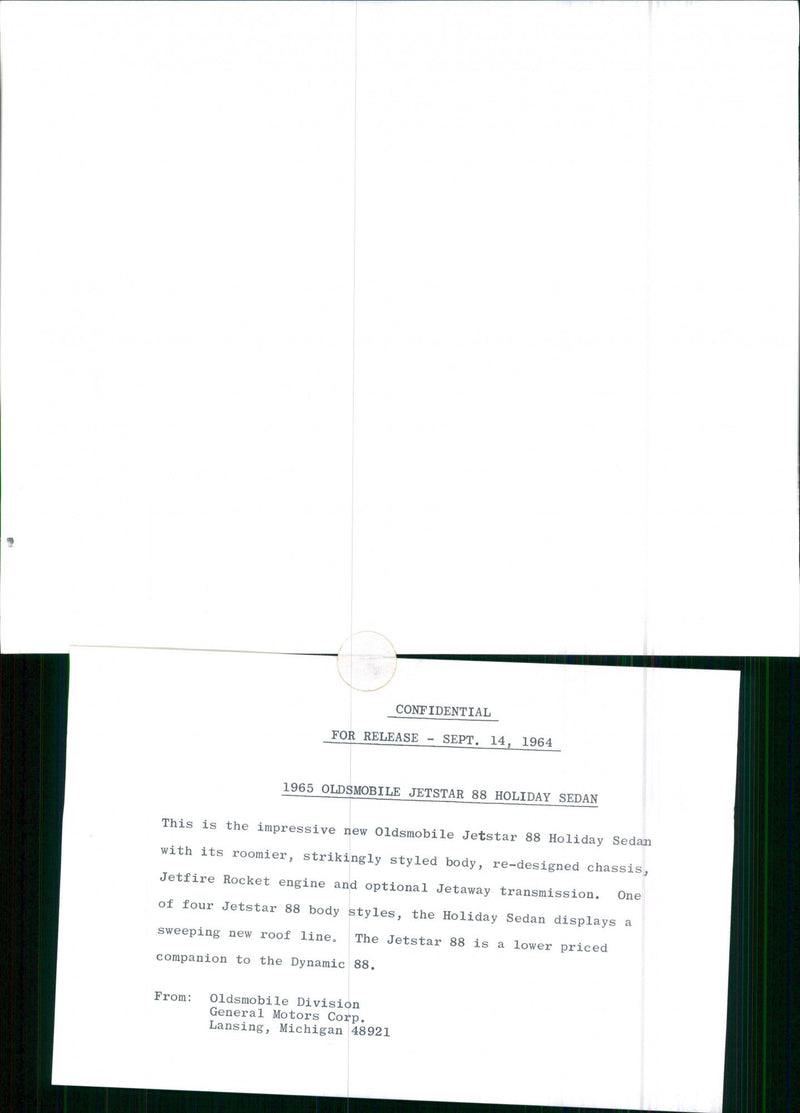 1965 Oldsmobile Jetstar 88 Holiday Sedan - Vintage Photograph