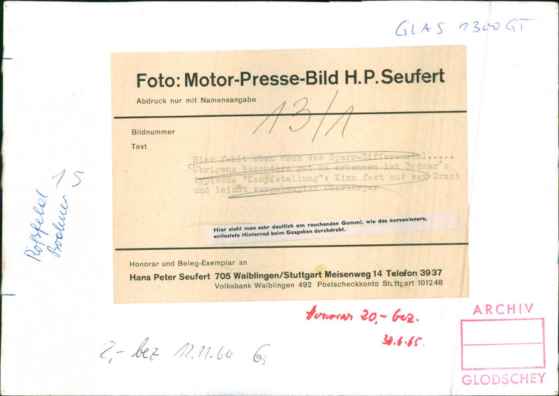 Glas 1300 GT - Vintage Photograph