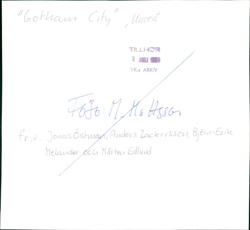 Gotham City, music group from Umeå - Vintage Photograph