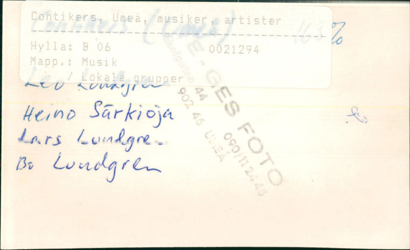 MUSIC LOCAL GROUPS ARTISTS ANDGREN CONDGRE ULOSO USER PHOTO SARKIOJA VOVARY - Vintage Photograph