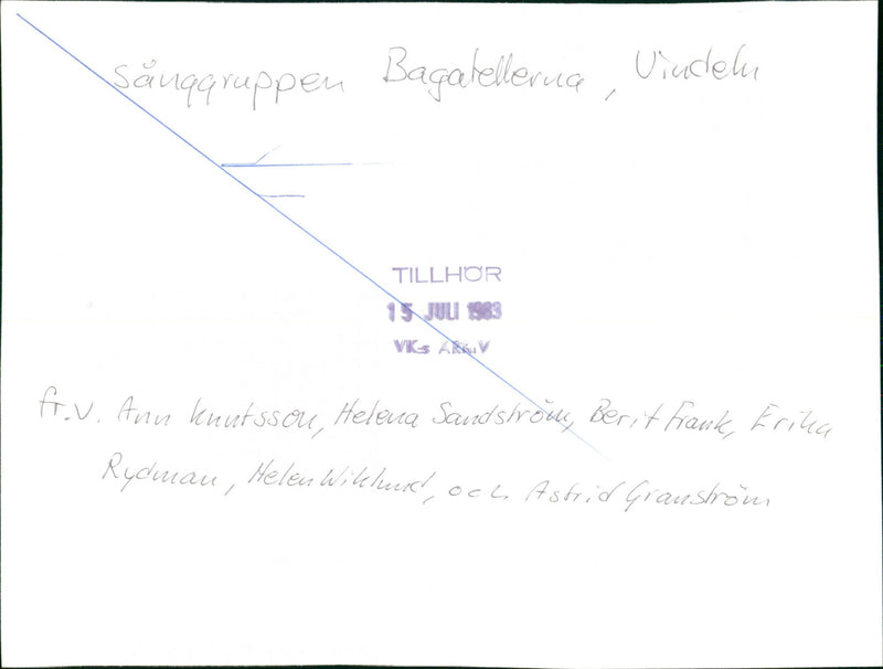 1983 MUSIC LOCAL GROUPS SANDSTROM ANN AND JUU VICEDELE RYDMAN SAUQ WIKLUSE ASTRI - Vintage Photograph
