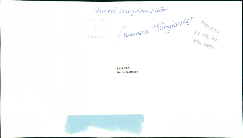 MUSIC LOCAL CHOIR SANGKRAFT CANECI BLOWS MATTSSON CUG ARCHIVE PHOTO NOW MARTIN - Vintage Photograph