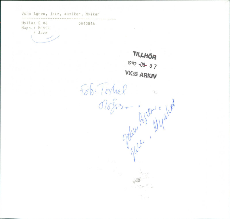 John Ågren, jazz musician from Nyåker - Vintage Photograph