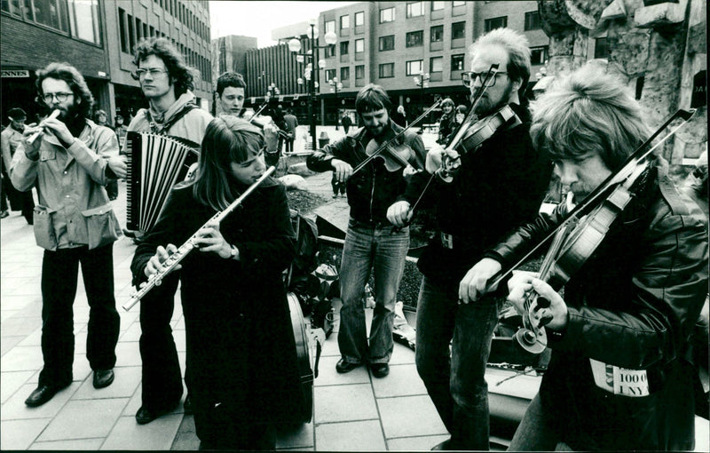 Music group plays in Umeå - Vintage Photograph