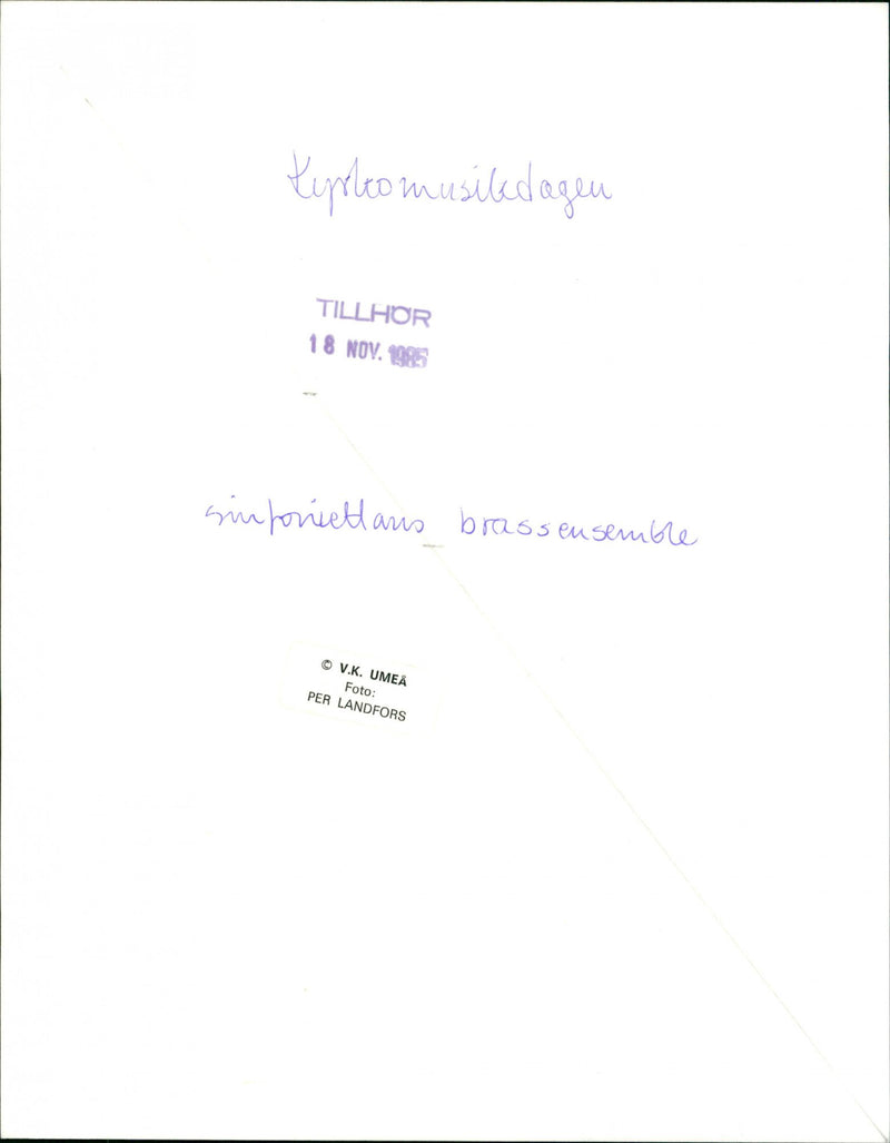 1995 MUSIC GROUPS UMEA SINFONIETTA PER BRASS ENSEMBLE MUSIL DAY KUPLEO HEARS TO - Vintage Photograph