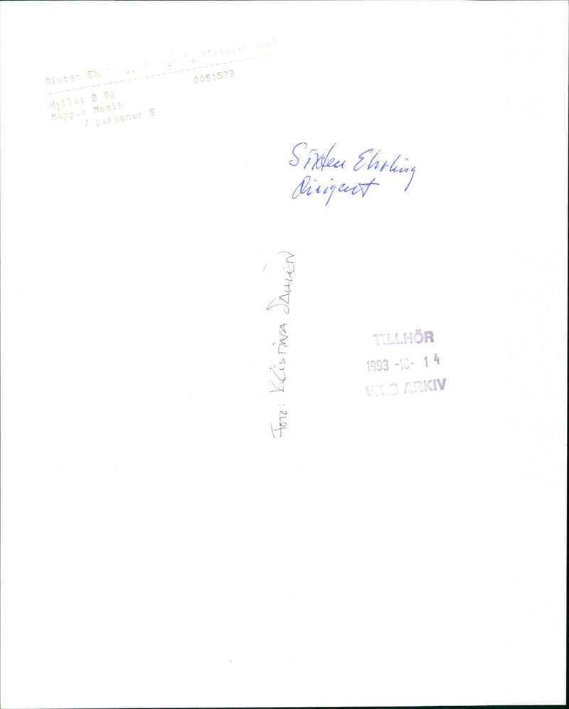 1993 MUSIC GROUPS UMEA SINFONIETTA FOLDER EHRLING SIRTEN SIXTE - Vintage Photograph