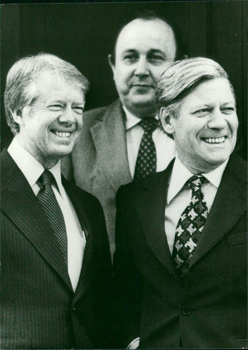 Jimmy Carter, Helmut Schmidt och Hans Dietrich - Vintage Photograph