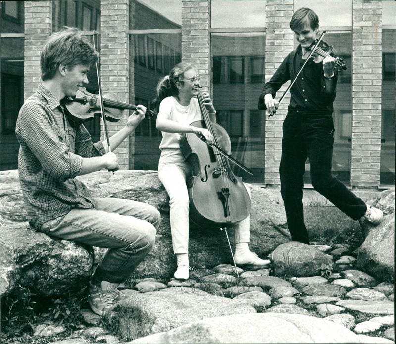 Per Broman, Caroline Boström and Henrik Gårsjö take course in Chamber Music - Vintage Photograph