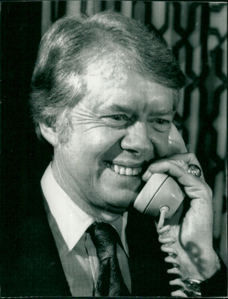 Jimmy Carter i telefonsamtal - Vintage Photograph